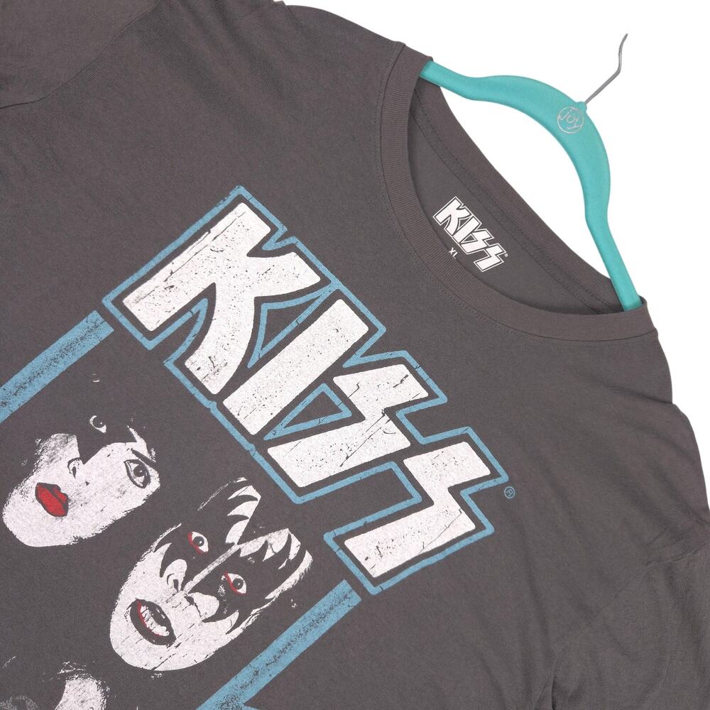 KISS Band Graphic T Shirt Mens XL Gray Rock Tee 2020 Faces Logo Cotton